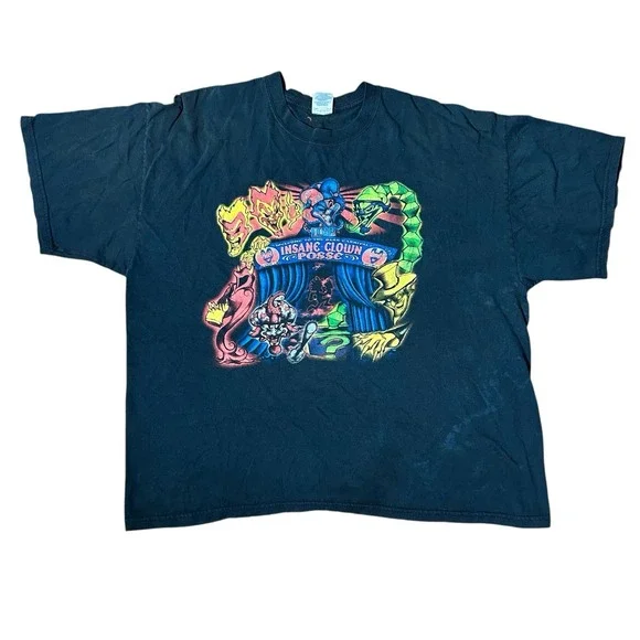 Vtg 00's ICP INSANE CLOWN POSSE T Shirt Welcome to Dark Carnival 2XL HOLES - Picture 1 of 16